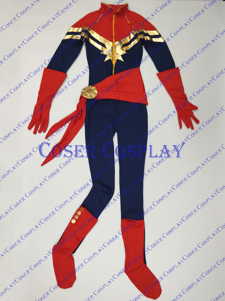2019 Captain Marvel Carol Danvers Cosplay Costume Catsuit 0421